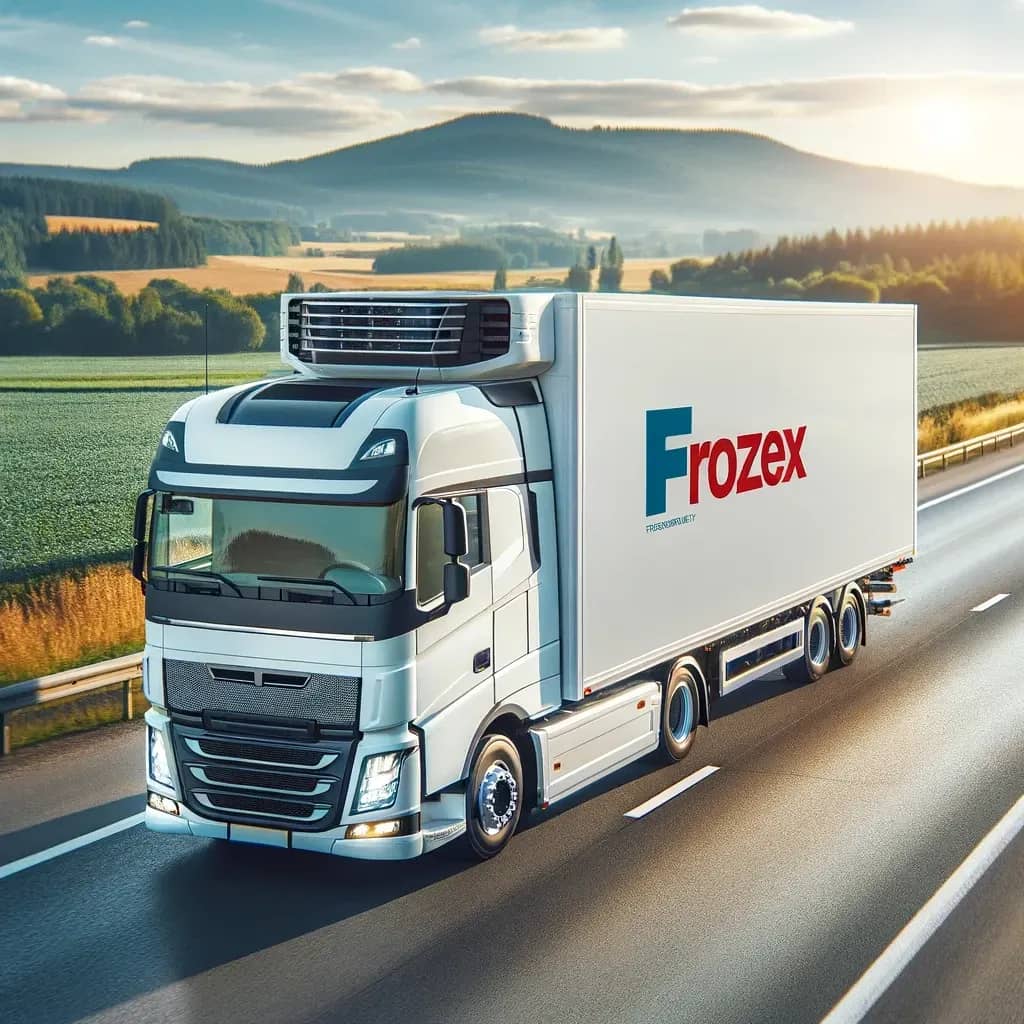 Naczepa chłodnicza Frozex podczas załadunku żywności