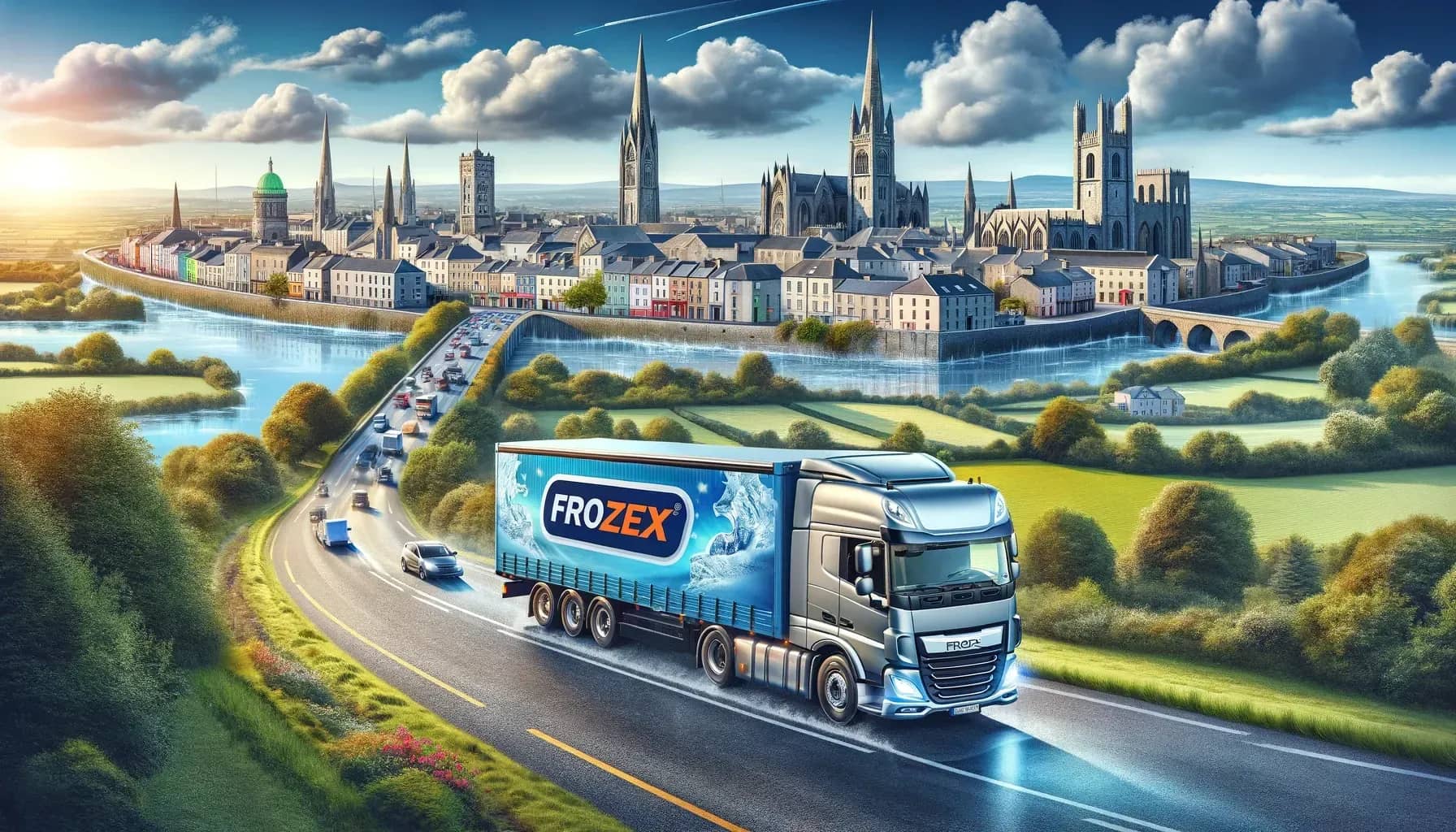 Bus Frozex podczas załadunku przeprowadzki w Irlandii