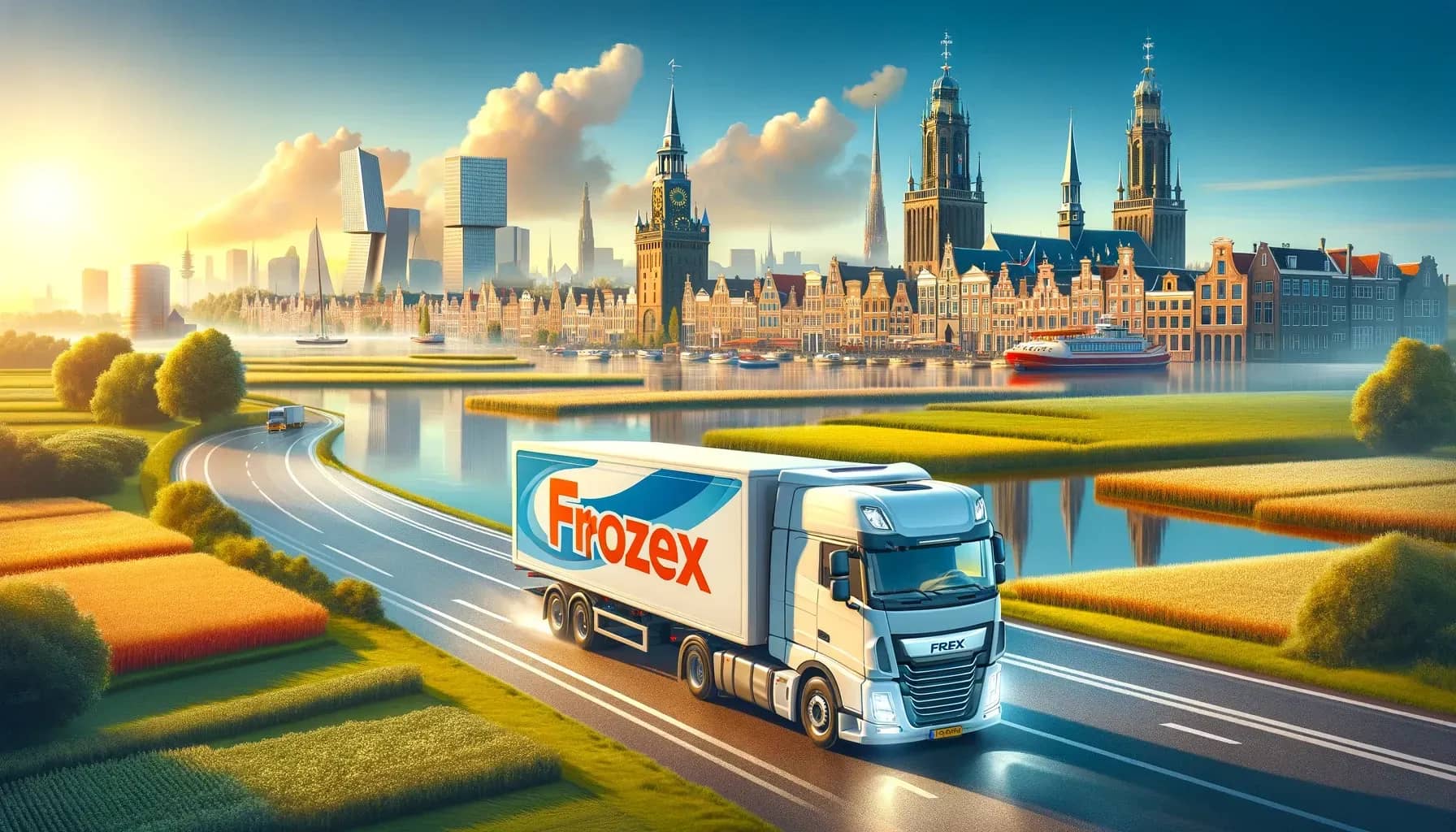 Bus Frozex podczas załadunku przeprowadzki w Holandii