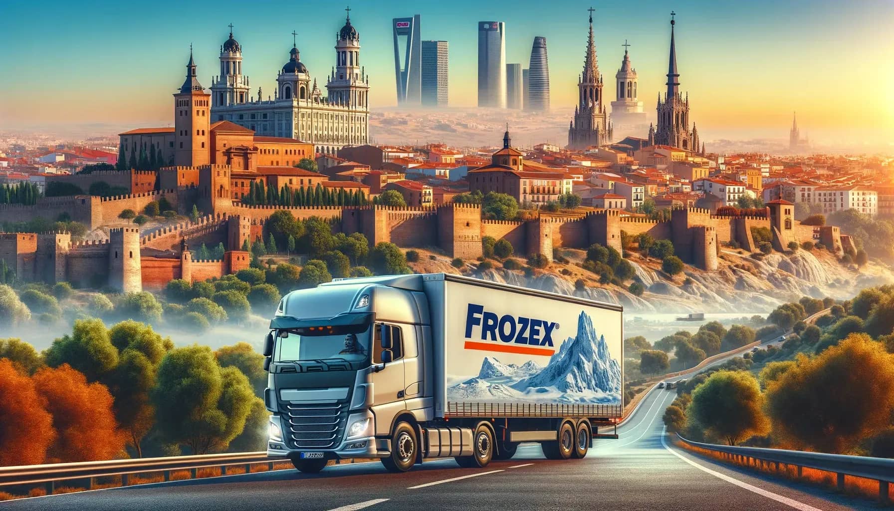 Bus Frozex podczas załadunku przeprowadzki w Hiszpanii